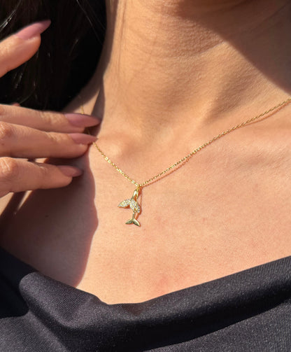 Fine Gold plated Mermaid Necklace-in Sterling Silver -925
