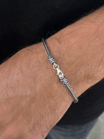 Oxidized Costie Bracelet for Men's Sterling Silver 925s-(4mm-21cm)