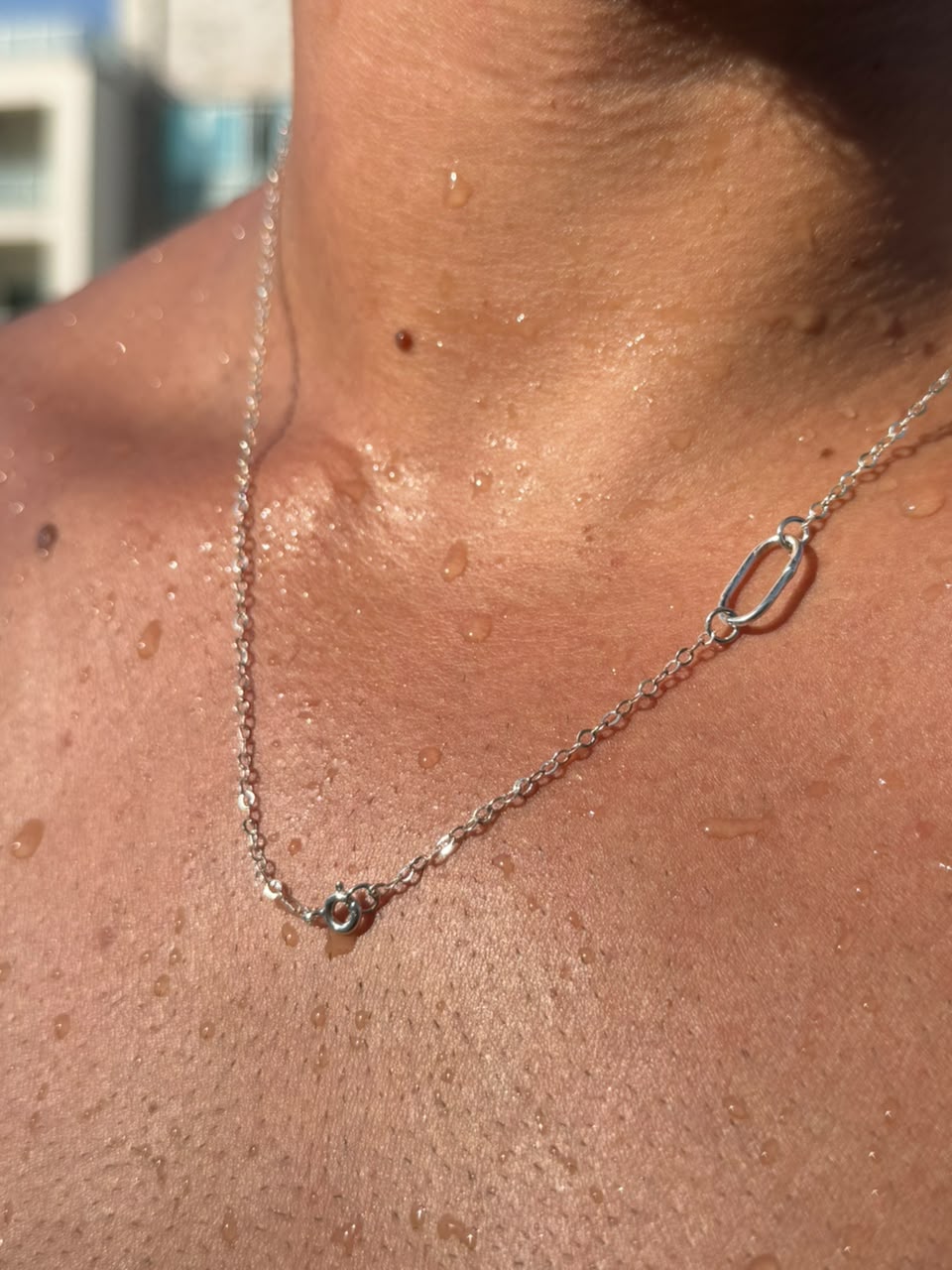 Waves Paperclip Necklace in Sterling Silver 925s