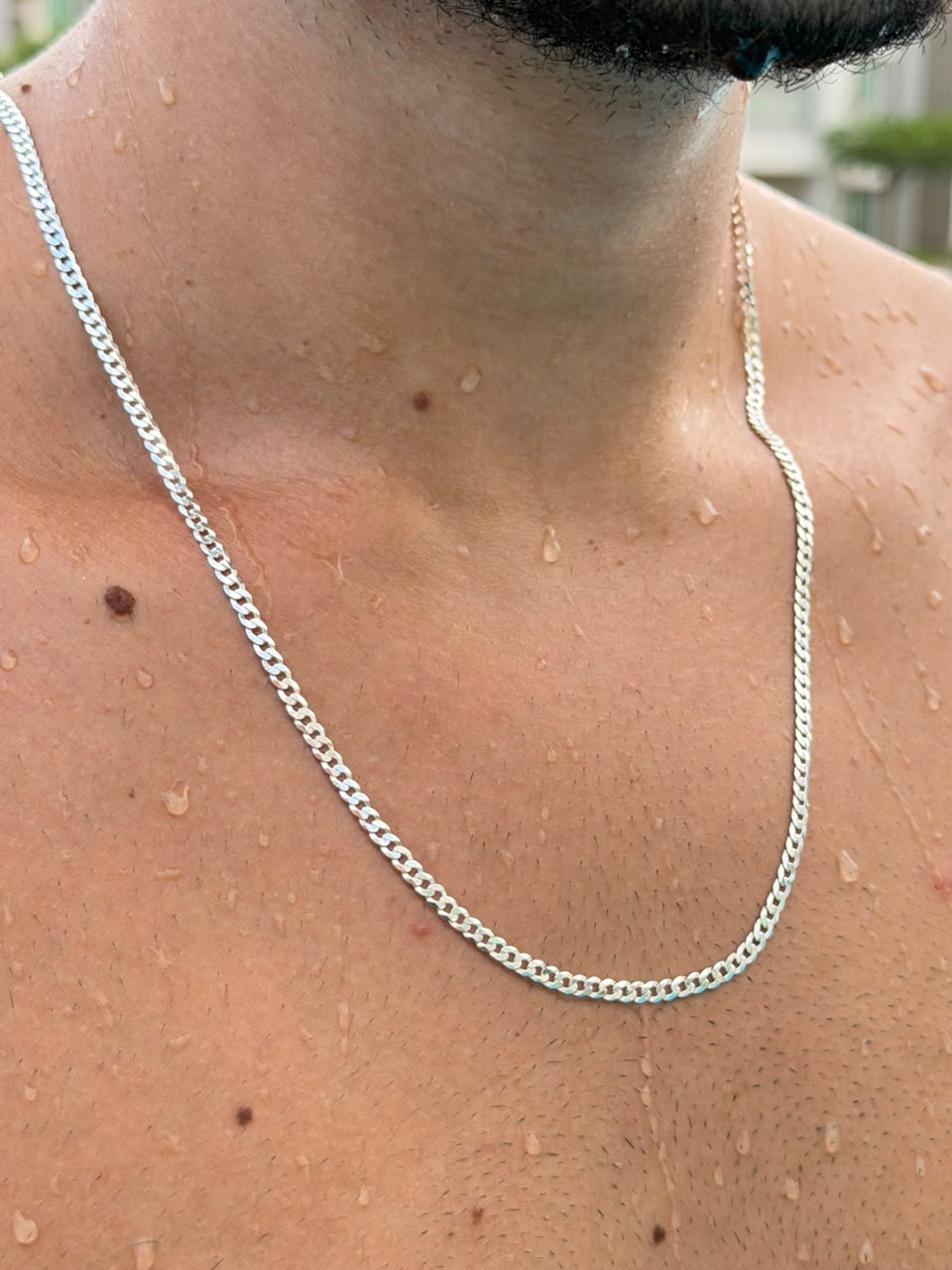 Miami Grommet Necklace for Men's Sterling Silver 925s-(3.25mm)