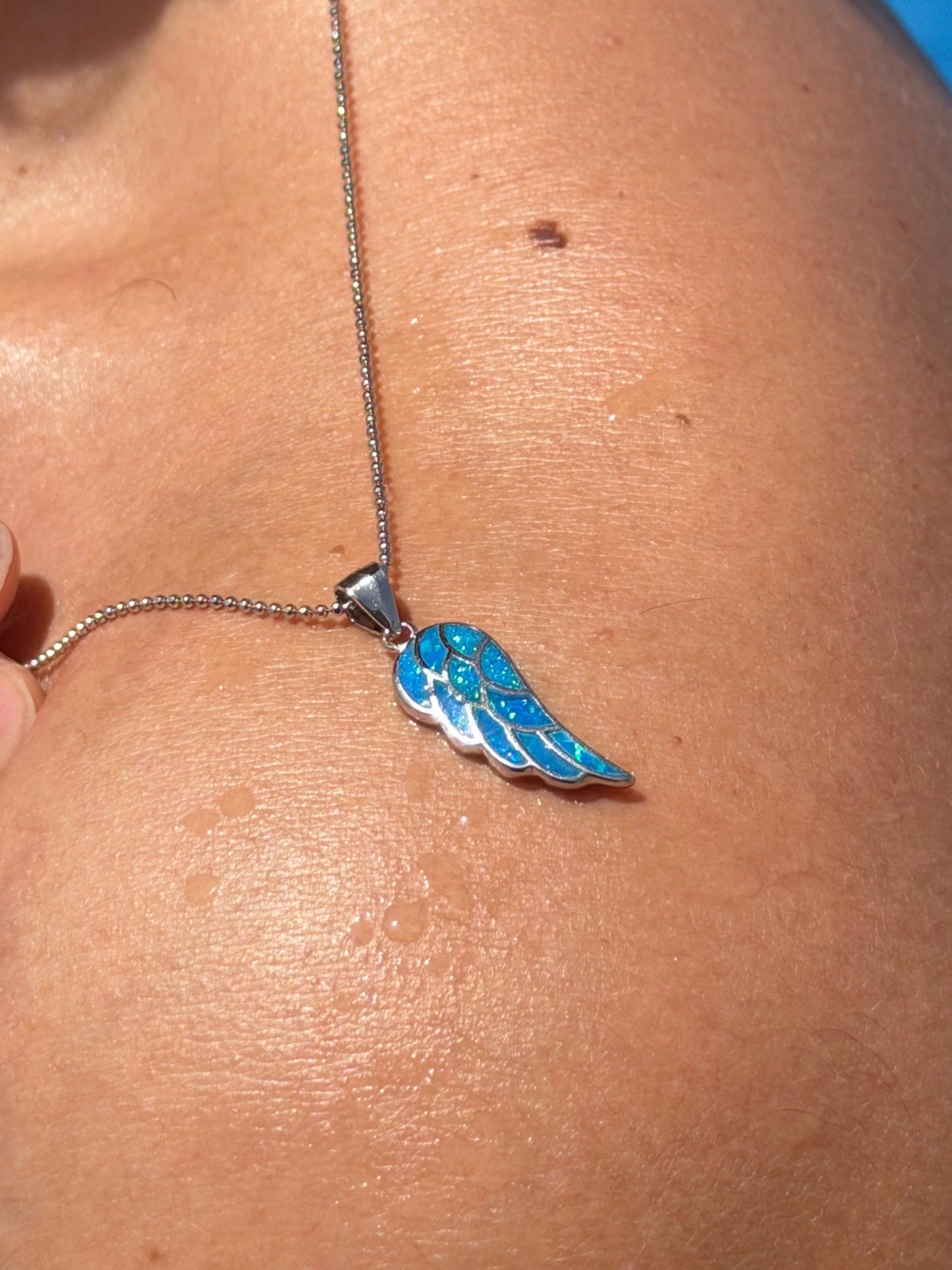 Wing Opal Necklace in Sterling Silver 925s