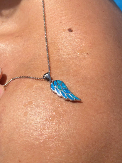 Wing Opal Necklace in Sterling Silver 925s