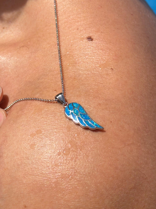 Wing Opal Necklace in Sterling Silver 925s