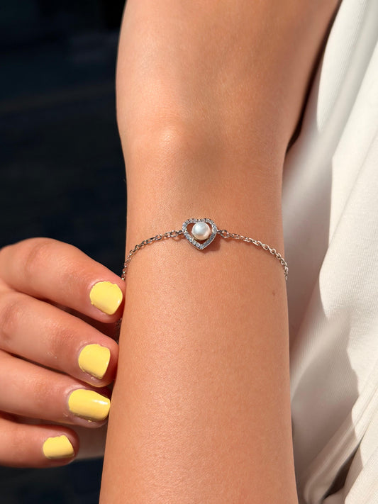 Love Pearl Bracelet -in Sterling Silver -925