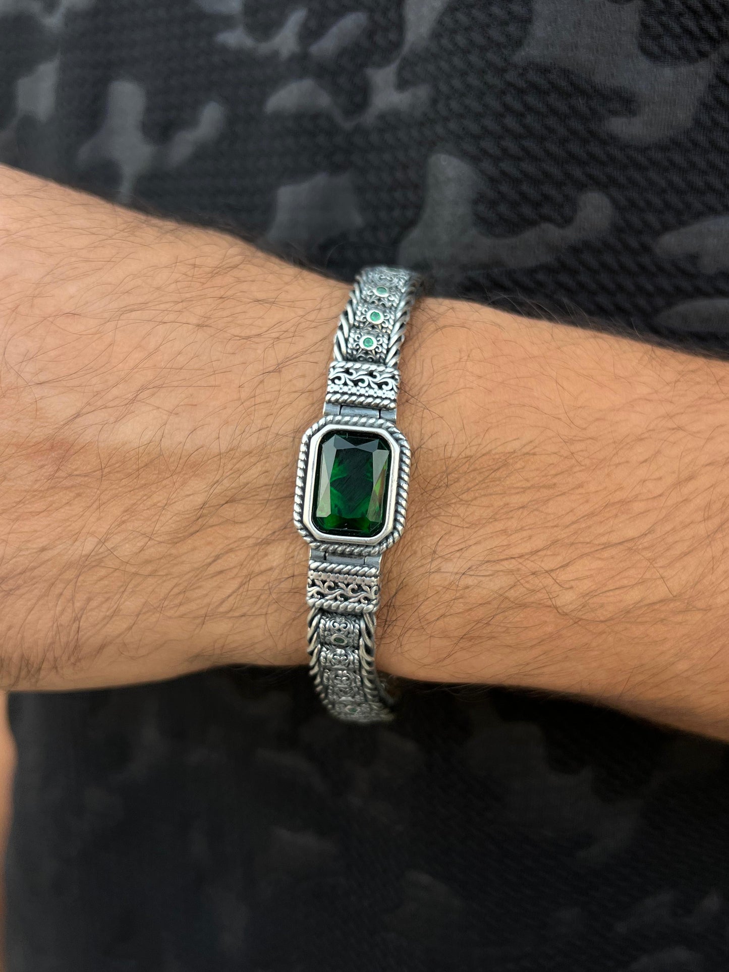 Zaro Engraved Bracelet for Men's Sterling Silver 925s-21cm