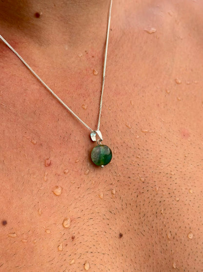 Green Agate Necklace Sterling Silver 925s