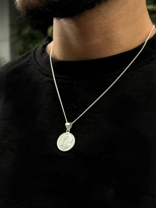 Coin Necklace for Men's Sterling Silver 925s
