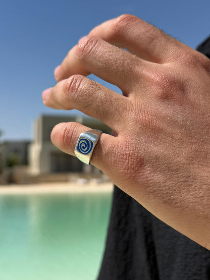 Blue Spiral Cord Ring in Sterling Silver 925s