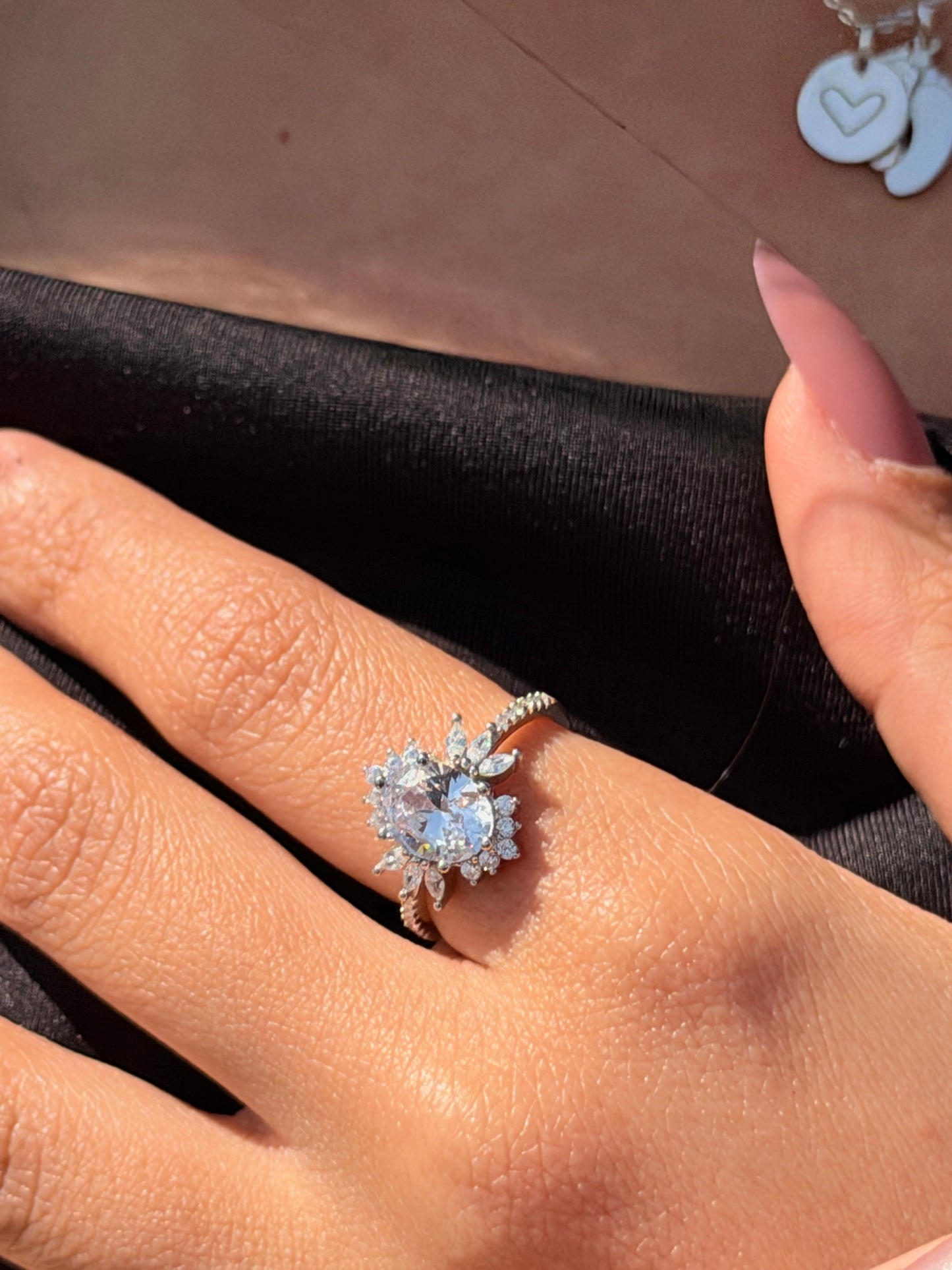 Floral cluster Ring -Clear Zirconia in Sterling Silver -925