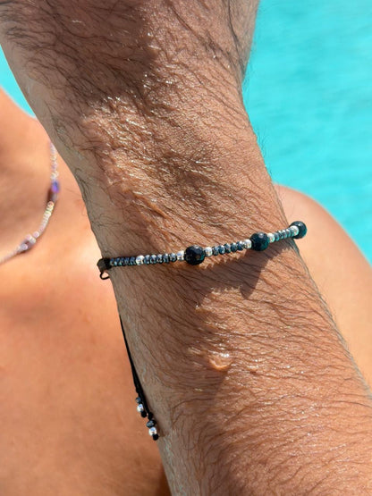 Hematite beads Adjustable Macramé Bracelet