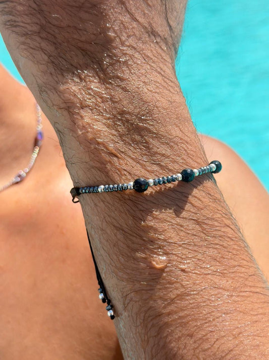 Hematite beads Adjustable Macramé Bracelet