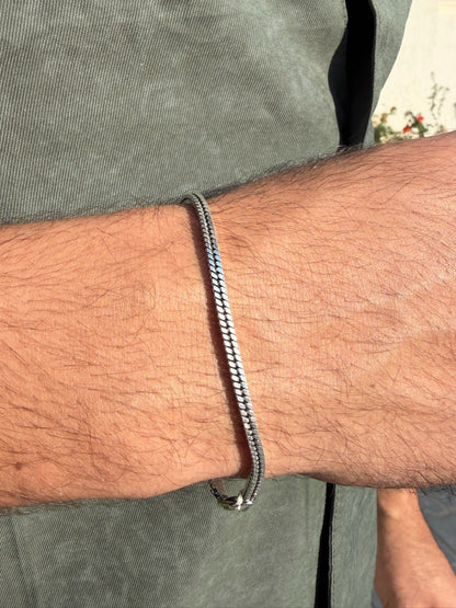 Thick Costie Bracelet for Men's Sterling Silver 925s -2.5mm-