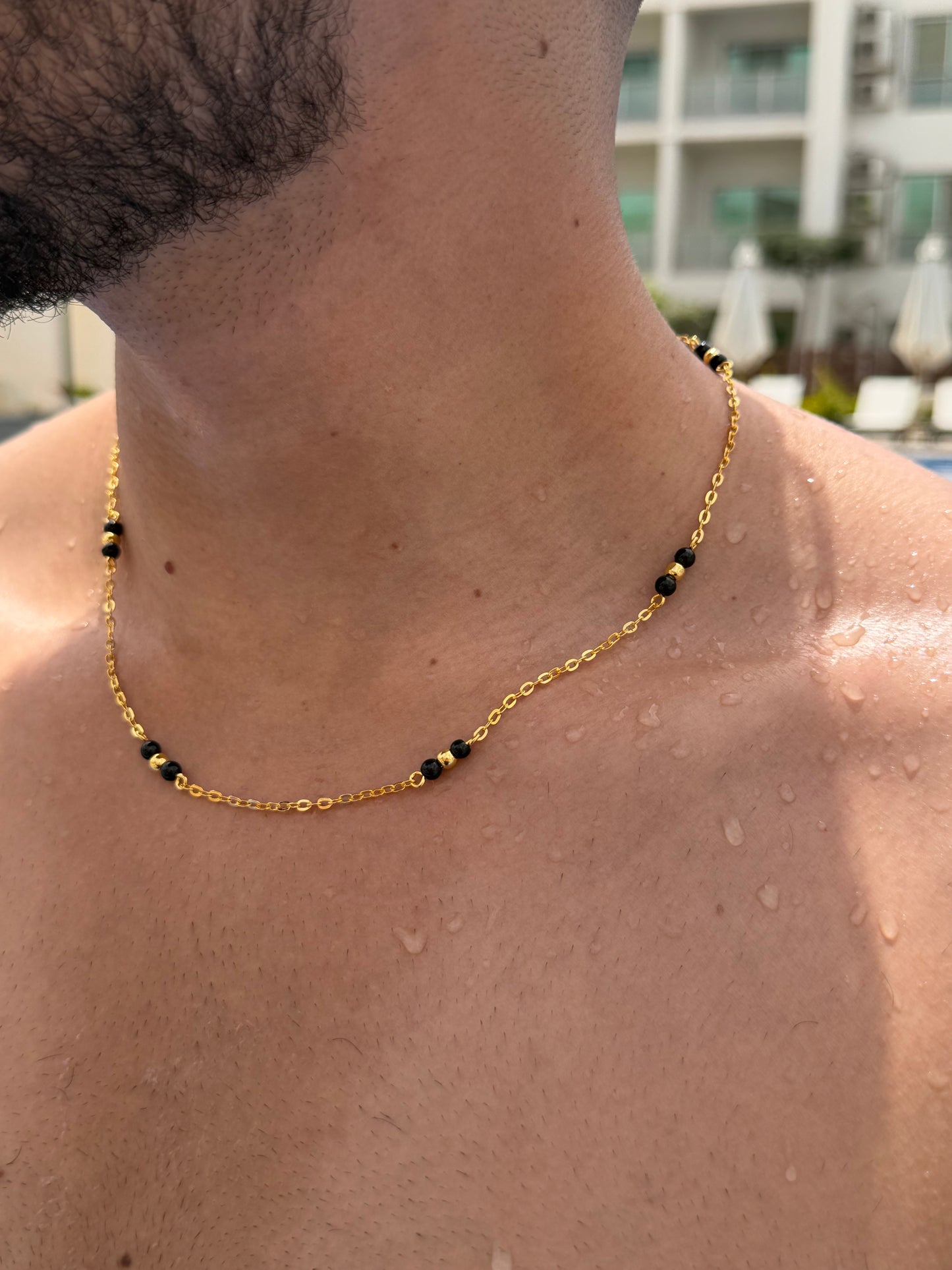 BLACK ZONE Chain in Sterling Silver 925s-Fine Gold Plated