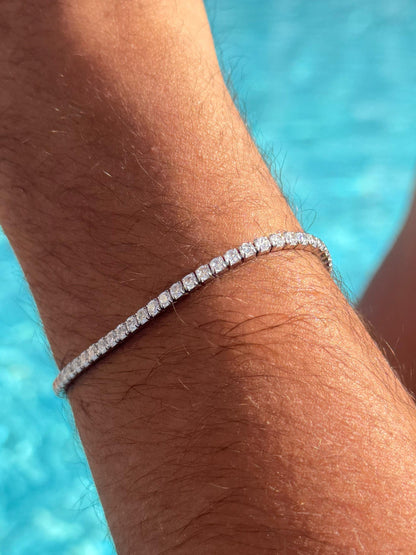 Tennis box lock Bracelet Sterling Silver 925s-(18cm-3mm)