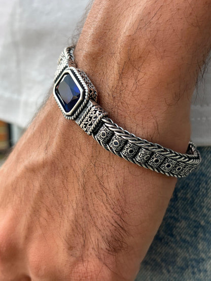 Stormy Navy Bracelet for Men's Sterling Silver 925s-21cm