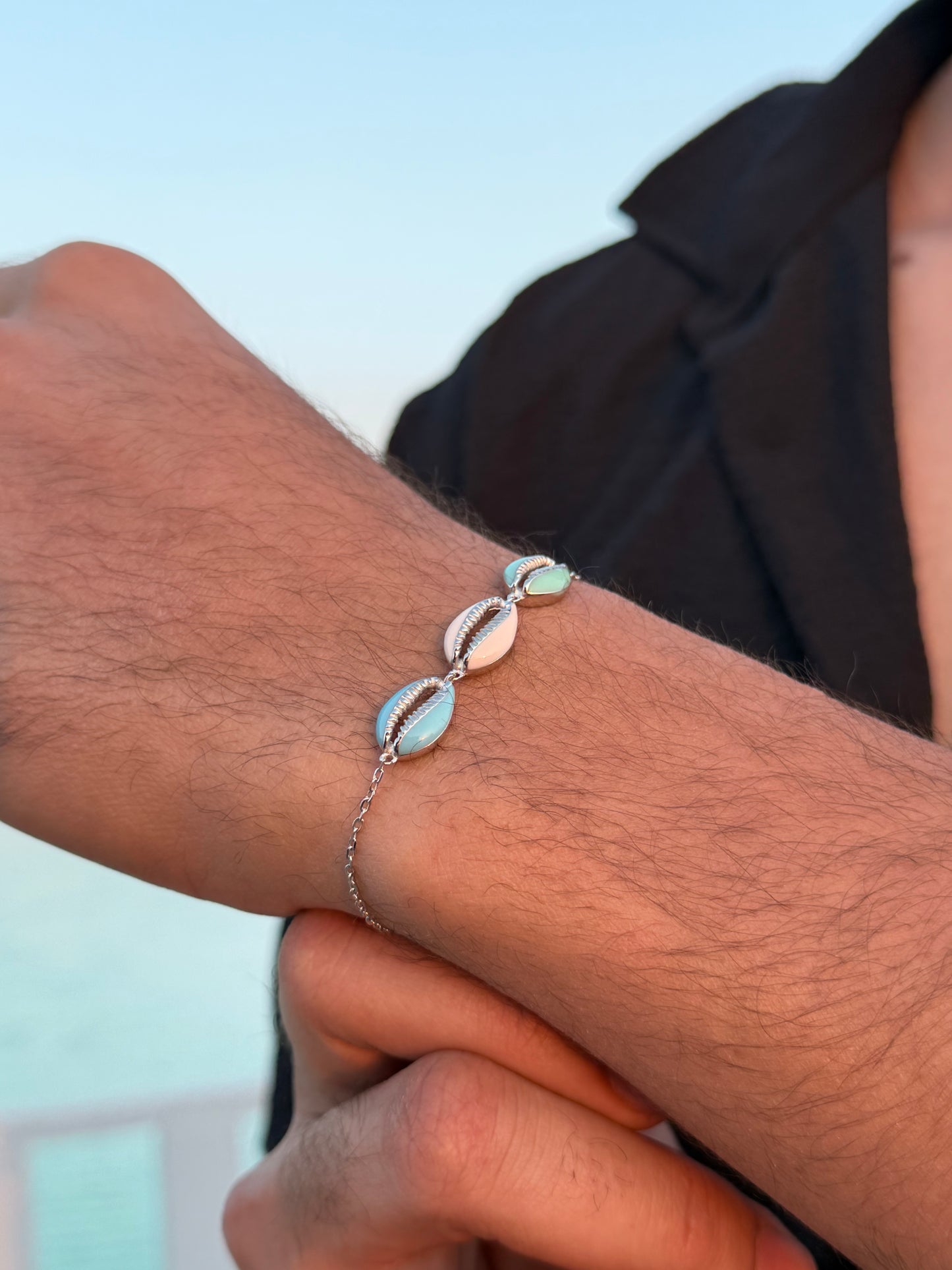 All Silver Shell Bracelet in Sterling Silver925s