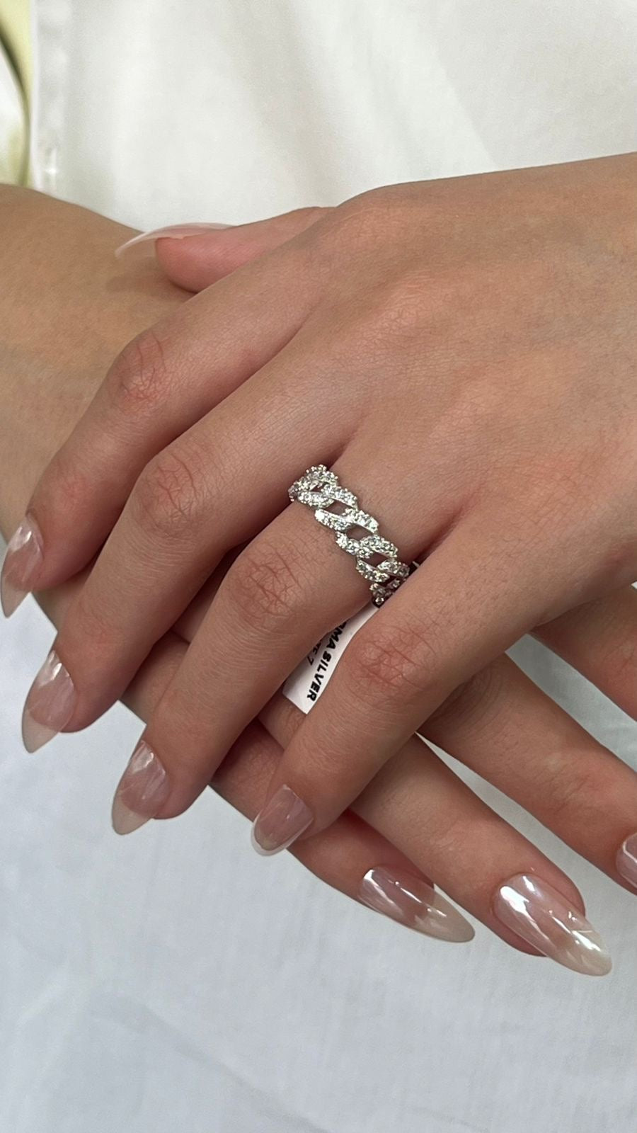 Iced Out Cuban Link Ring In Italian Sterling Silver s925
