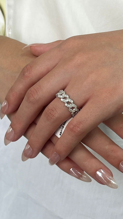 Iced Out Cuban Link Ring In Italian Sterling Silver s925