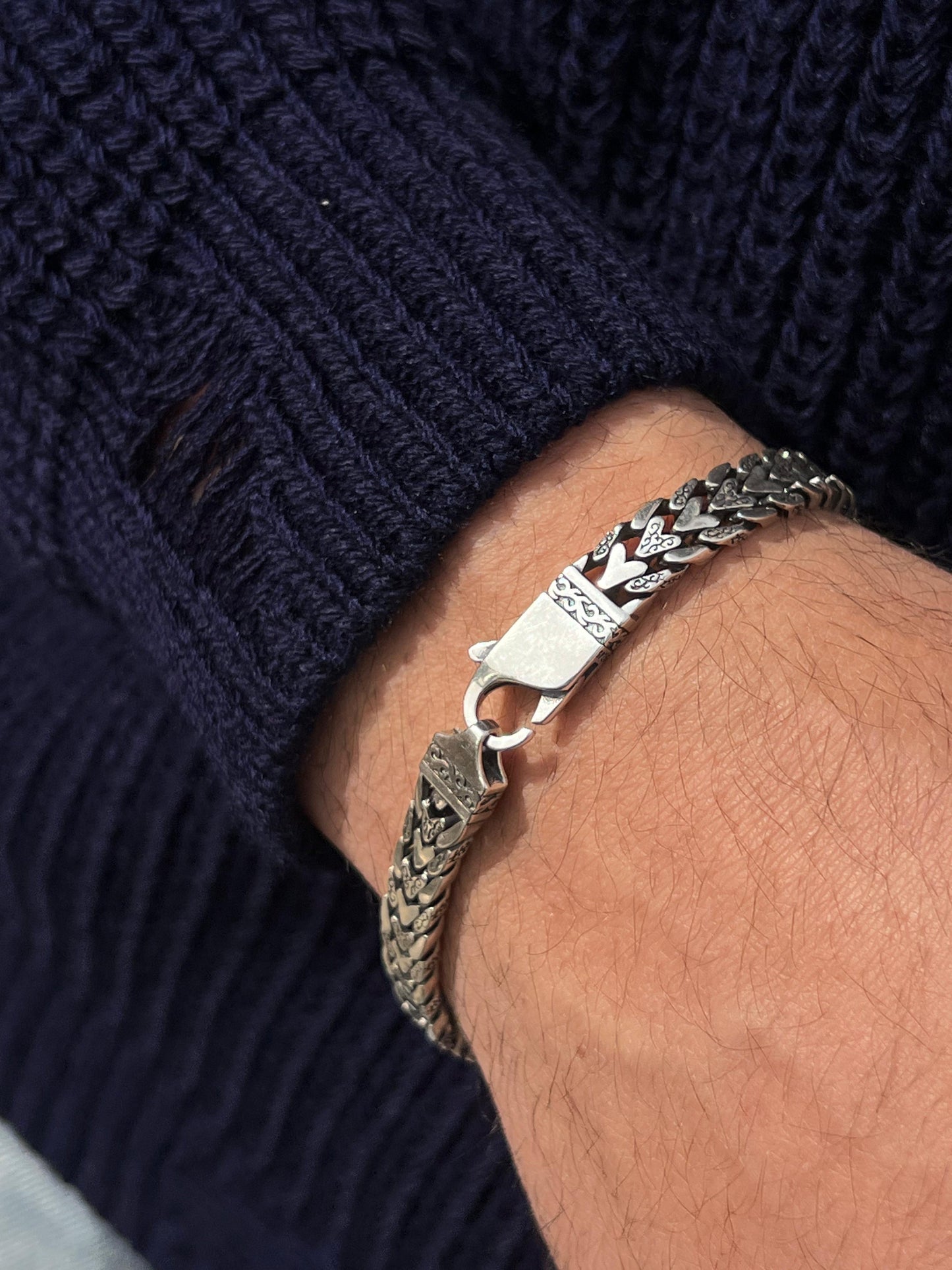 Solid Dragon Bracelet-Pure Silver.925(20cm-8mm)