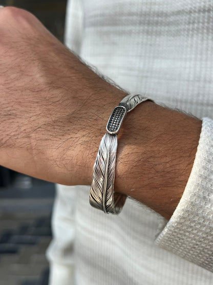 Feather Blade Bangle for Men's Sterling Silver 925s