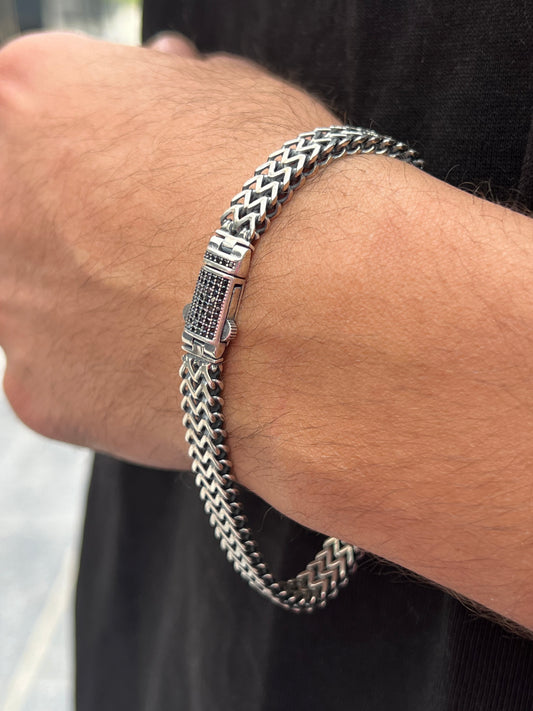 Double Curb Bracelet for Men's Sterling Silver 925s