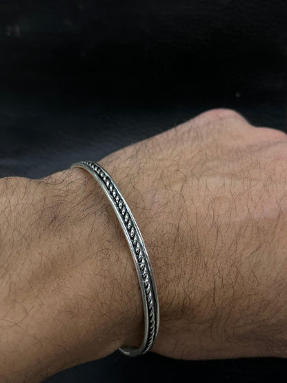 Twisted oxidised Men bangle-S925 Sterling Silver bangle for men