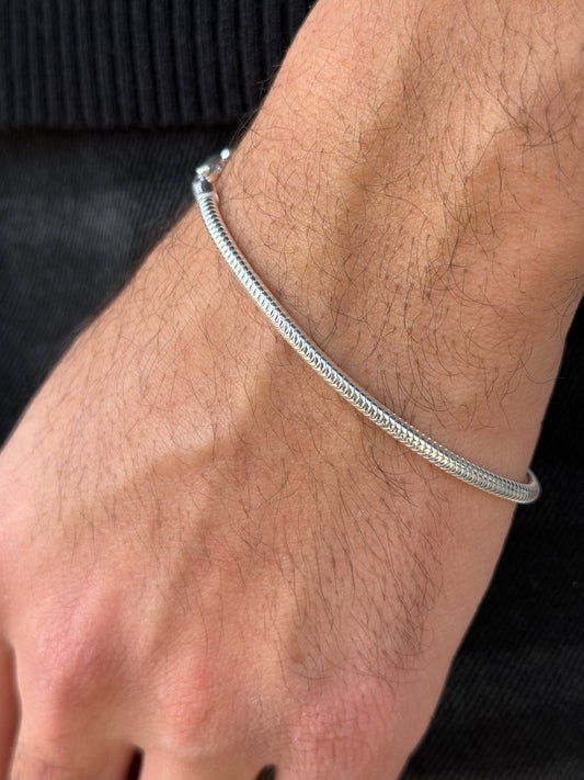 Rattail Bracelet for Men's Sterling Silver 925s(21cm-3mm)