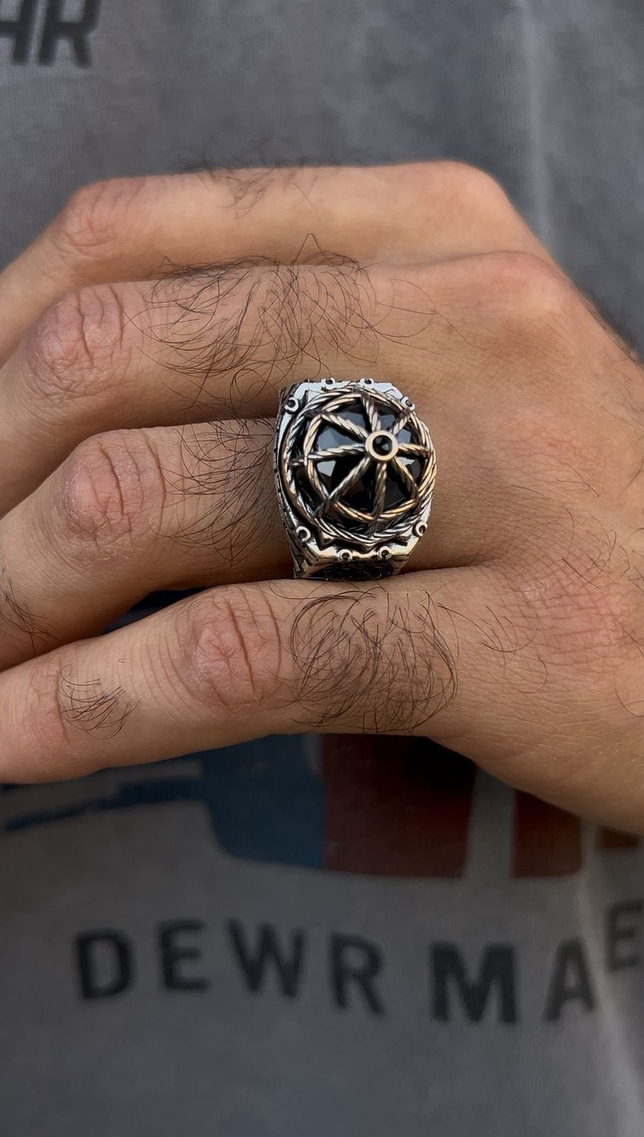 Crescent Moon Dome Ring -for Men's Sterling Silver 925s