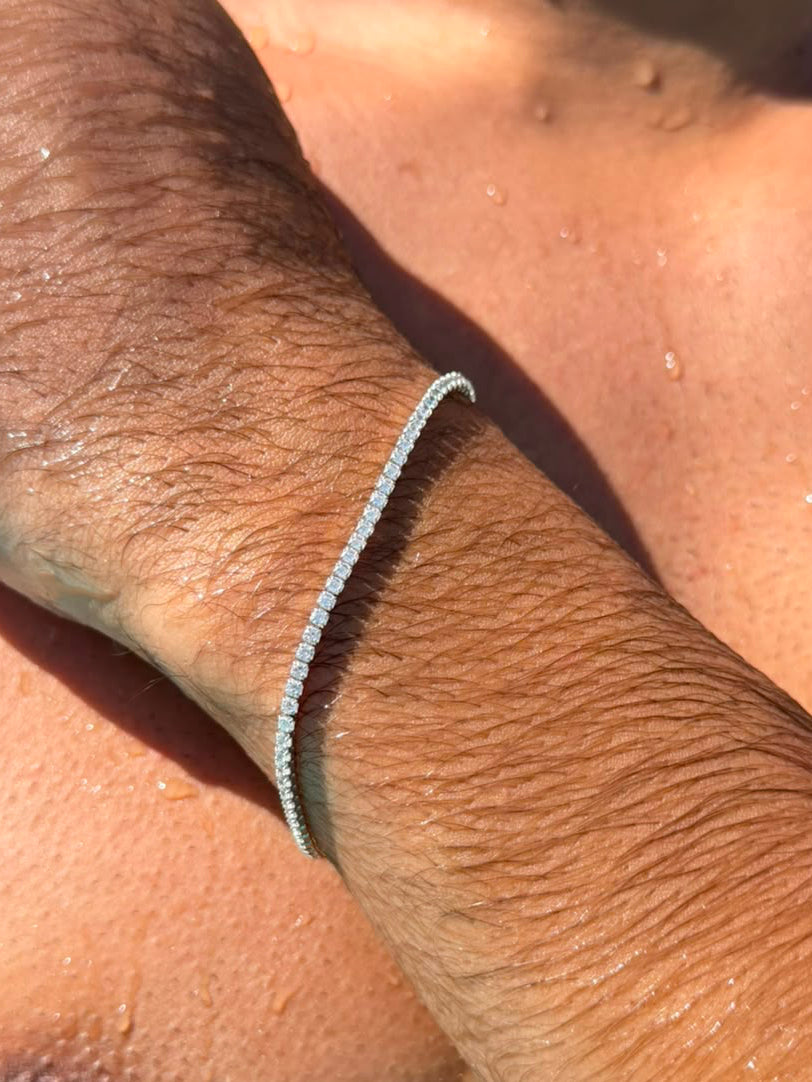 Clear Tennis Bracelet for Men's Sterling Silver 925s