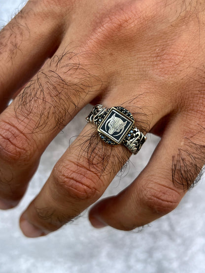 Flame Wolf  Ring -for Men's Sterling Silver 925s