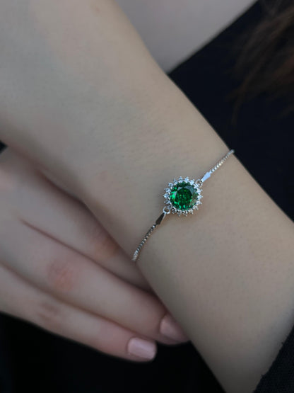 Green Zirconia Bracelet -in Sterling Silver -925