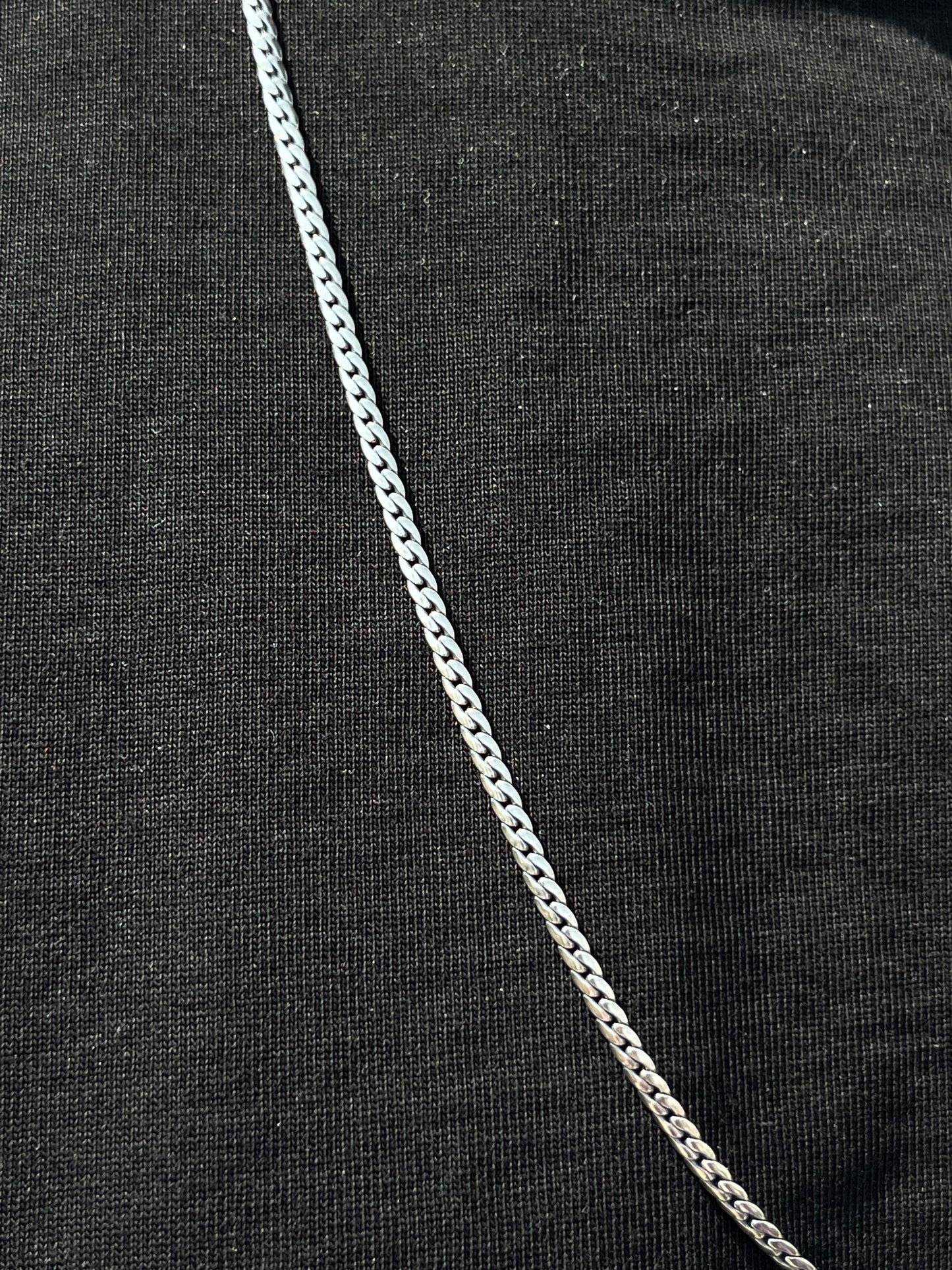 Blocked Grommet Necklace For Men Sterling Silver 925- 65cm,3mm