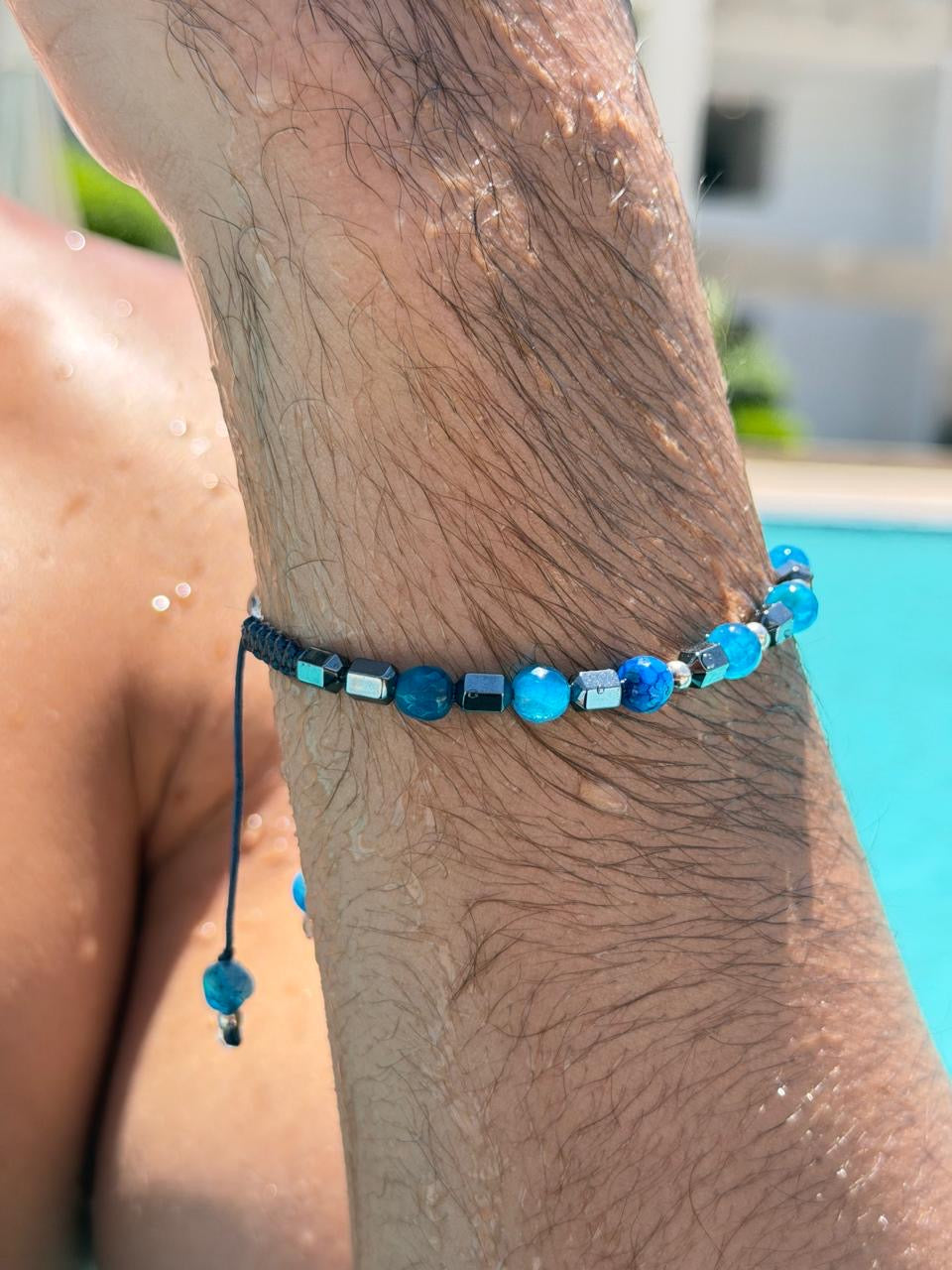 Azure beads Adjustable Macramé Bracelet