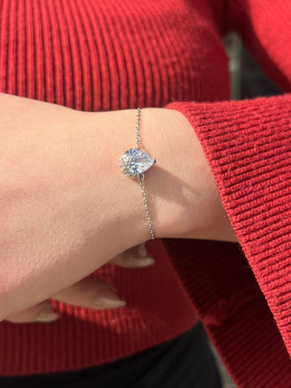 Zirconia Teardrop Bracelet -in Sterling Silver -925