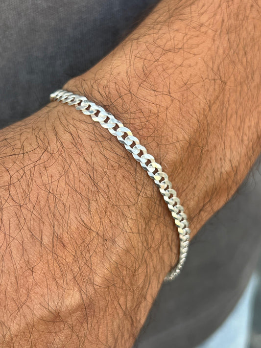 Decent Grommet bracelet-for Men's Sterling Silver 925s (21cm-4mm)