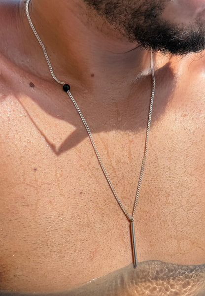 Bar Onyx Necklace in Sterling Silver 925s