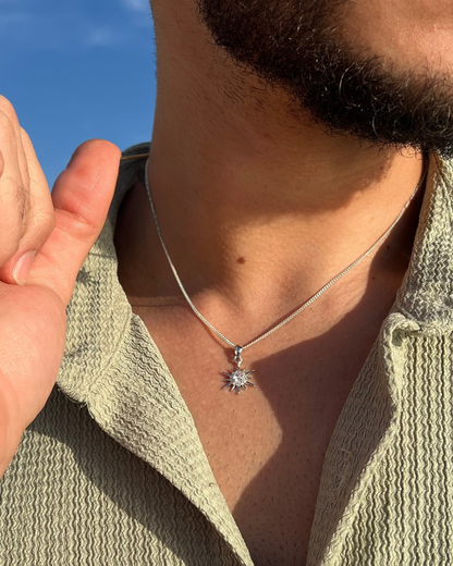 Sun Necklace for Men's Sterling Silver 925s