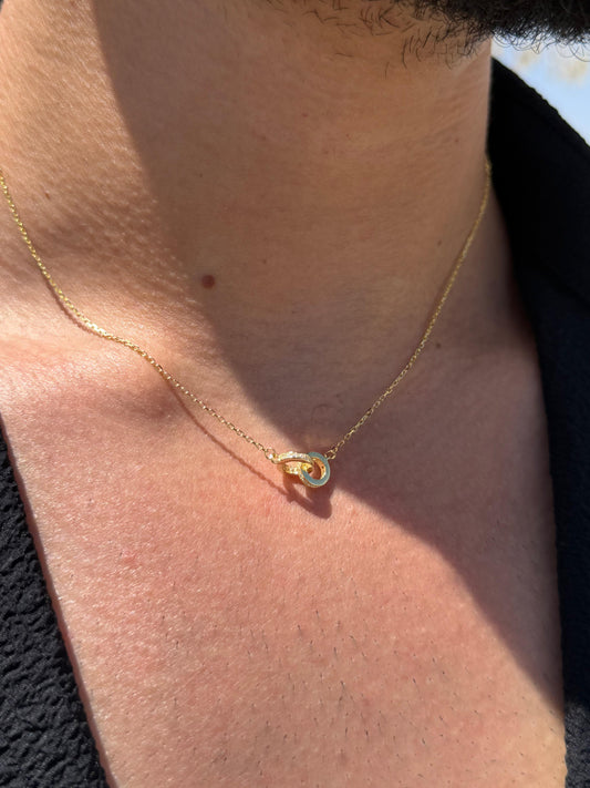 Interlocking Necklace in Sterling Silver 925s-Fine Gold Plated