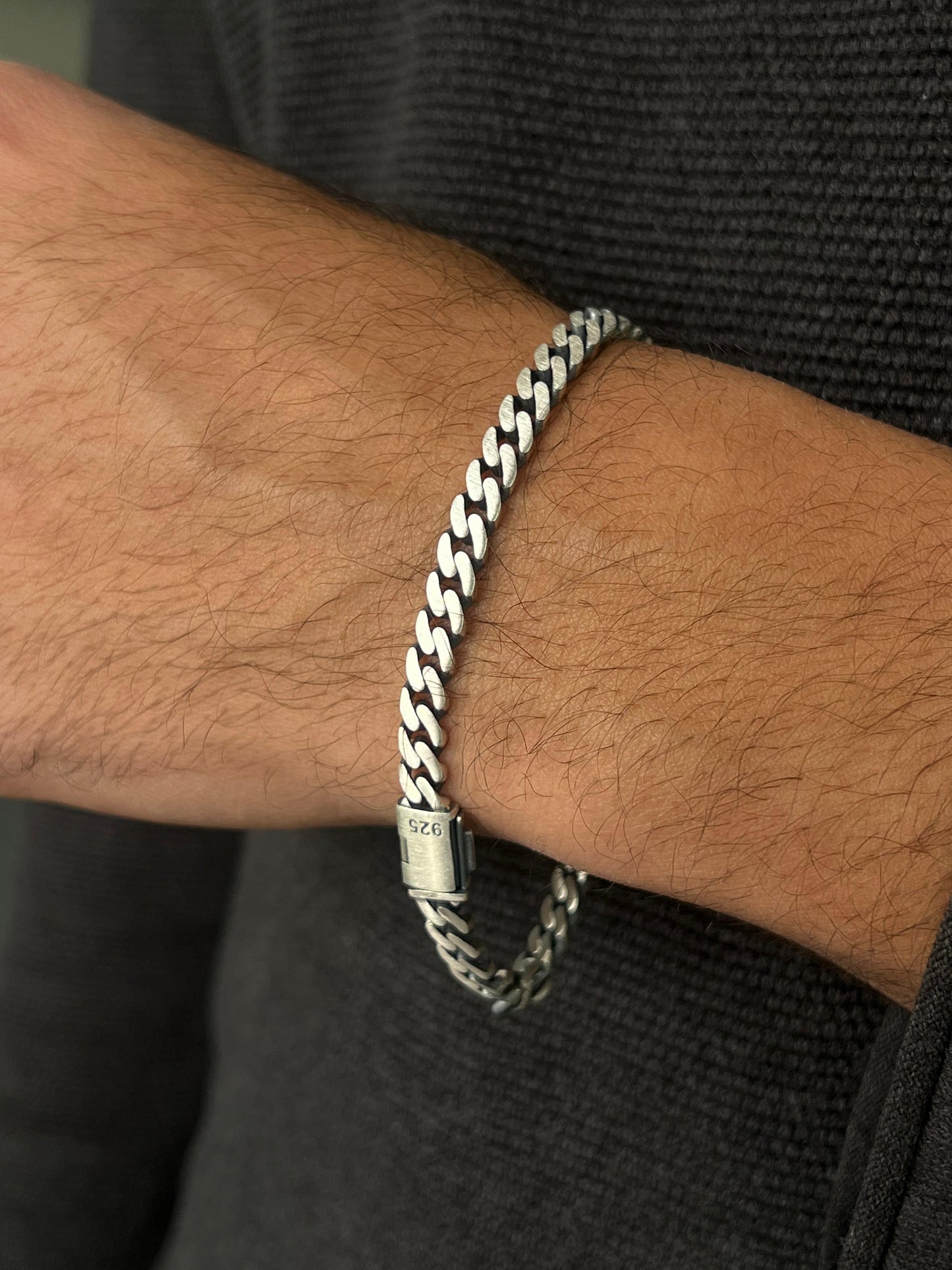 Solid Z Grommet Bracelet Sterling Silver 925s-6mm
