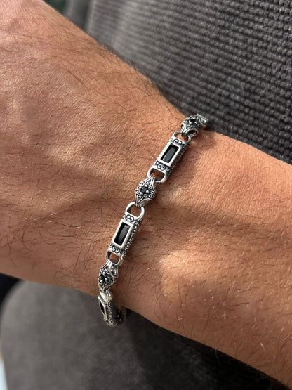 Black Guardian bracelet for men-Pure925s (19cm-6mm)