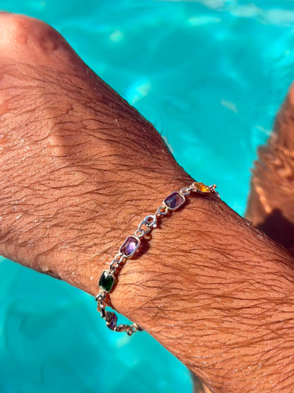 Rectangular Zirconia Bracelet in Sterling Silver925