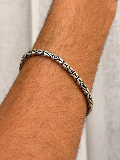 Black Zirconia King Bracelet for Men's Sterling Silver 925s-(22cm-4mm)