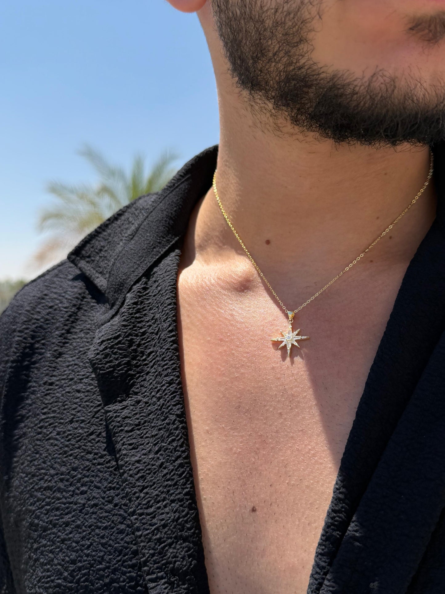Starburst Necklace in Sterling Silver 925s-Fine Gold Plated