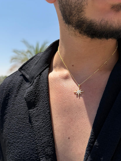 Starburst Necklace in Sterling Silver 925s-Fine Gold Plated