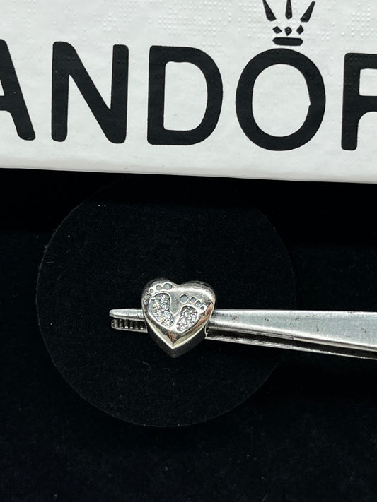 Baby Footprint heart pandora charm