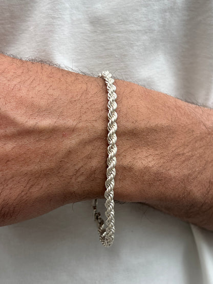 Rope chain Bracelet for Men Sterling Silver 925s