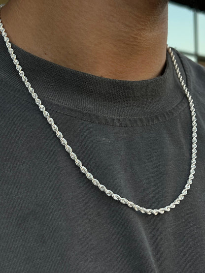 Sleek Rope Necklace For Men Sterling Silver - 925