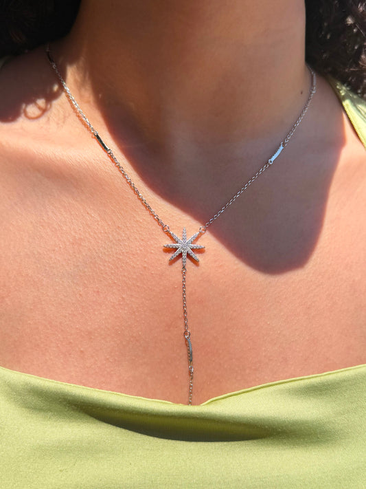 Starburst Chain Necklace in Sterling Silver 925s