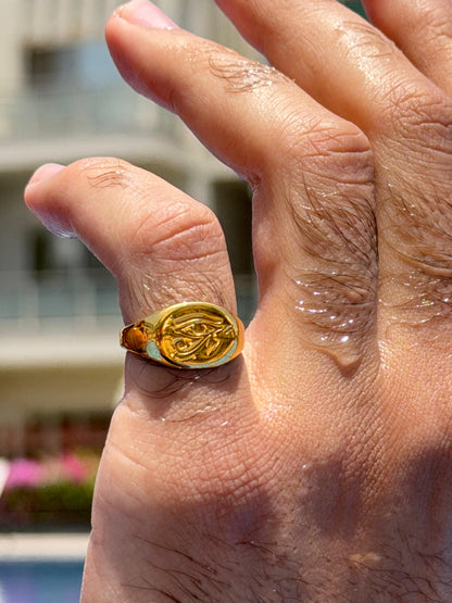 Ain Horus Ring in Sterling Silver 925s-Fine Gold Plated