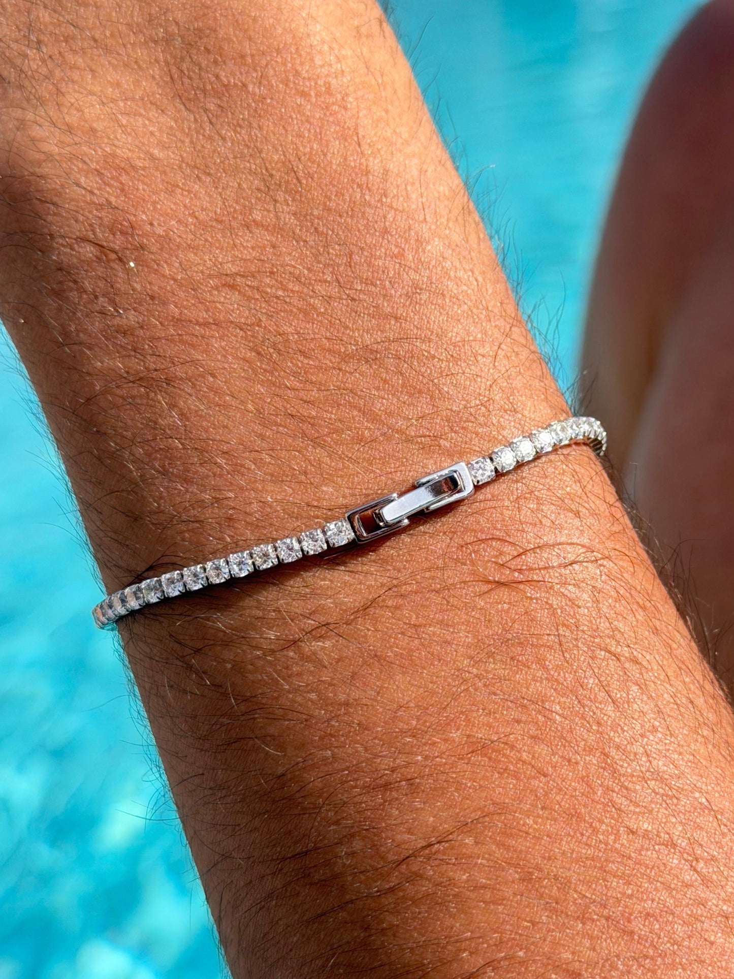 Tennis box lock Bracelet Sterling Silver 925s-(18cm-3mm)